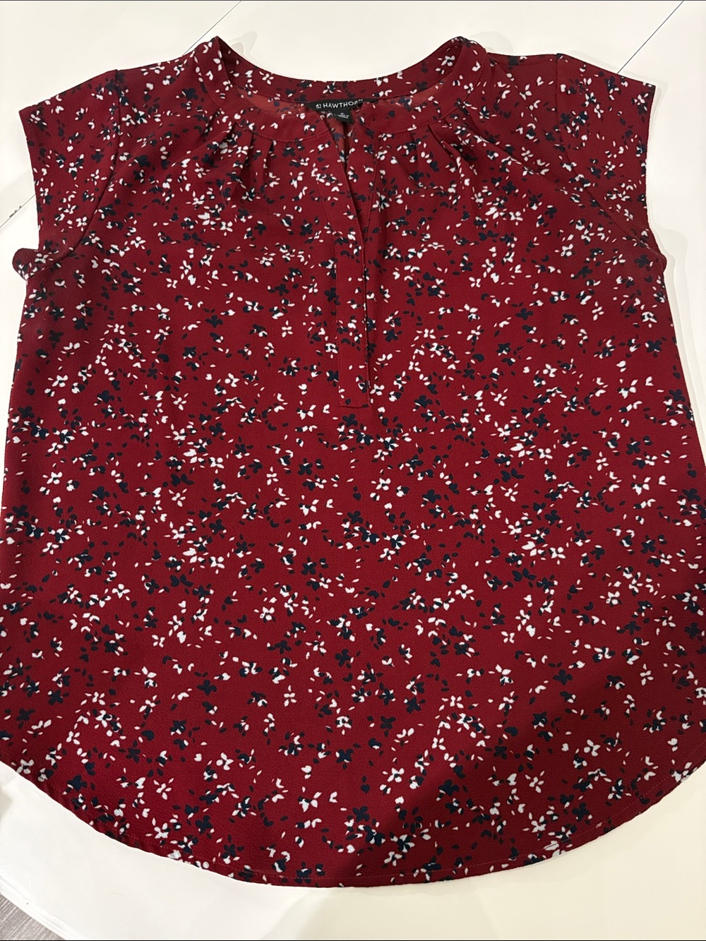 41 Hawthorn Red Floral Split-Neck Blouse